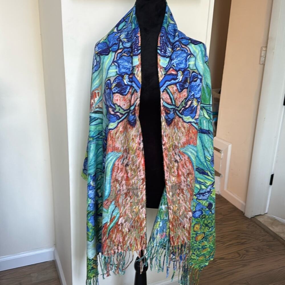 Artsy Reversable Floral Fringe Scarf
